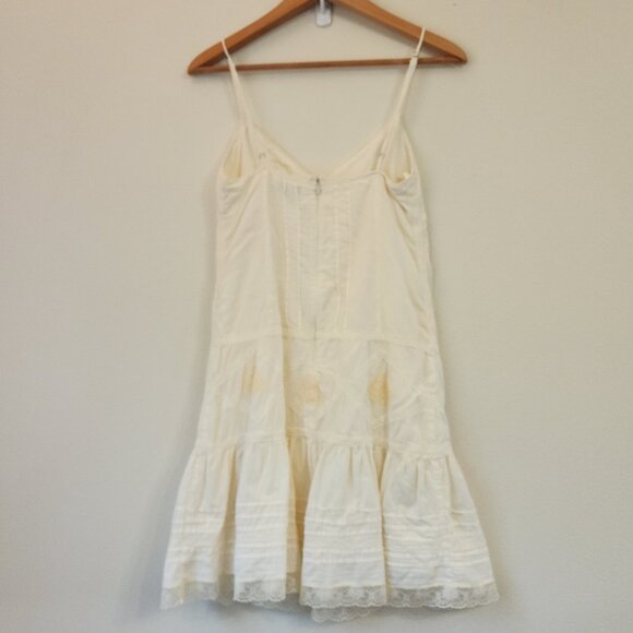 Vtg 90s Baby Doll Mini Tank Dress Lace Pleats Embroidered Women P/S Y2K Wimsy - Picture 9 of 13